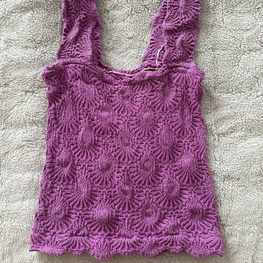 Free People Textured Purple Tank Top